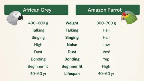 African Grey vs Amazon parrot talking versus singing comparison
