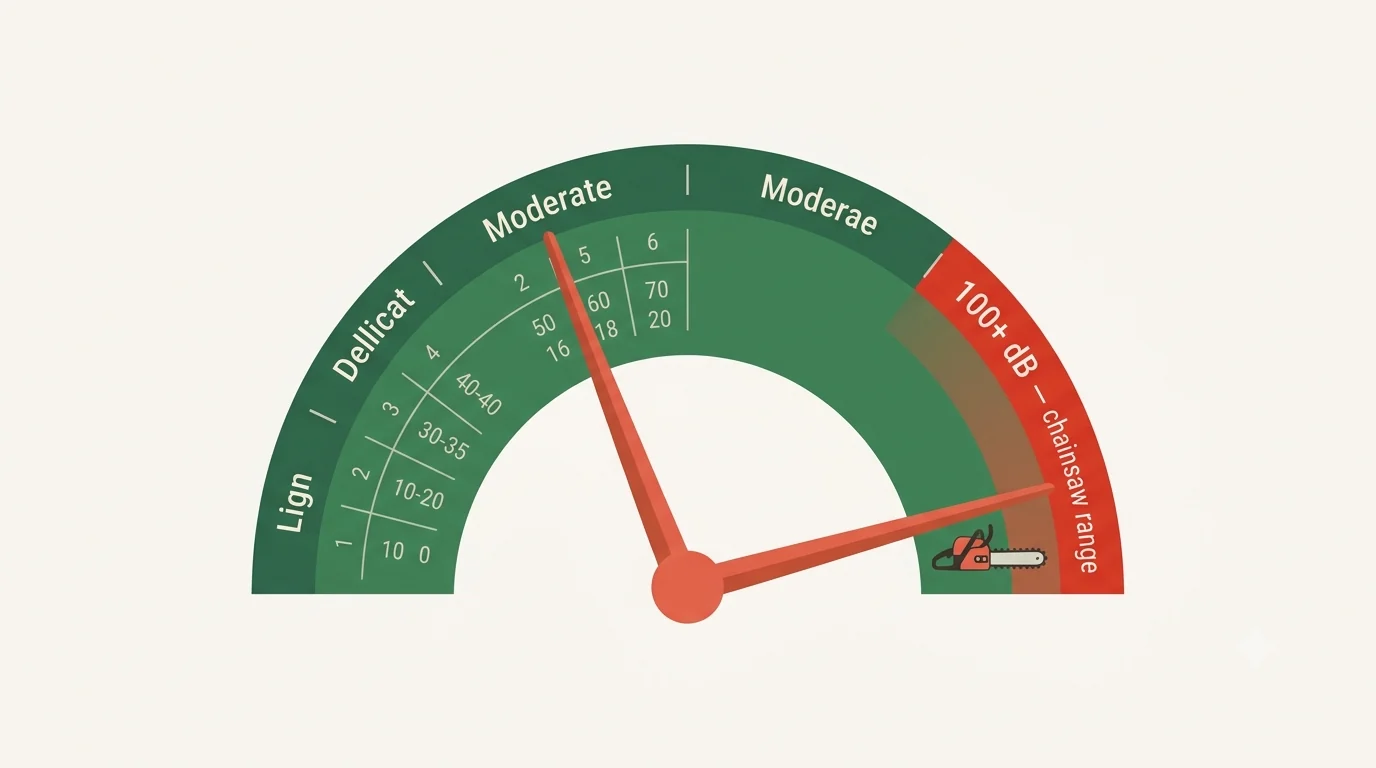 Noise meter placing an African Grey's moderate chatter well below a large macaw's contact scream of over 100 decibels