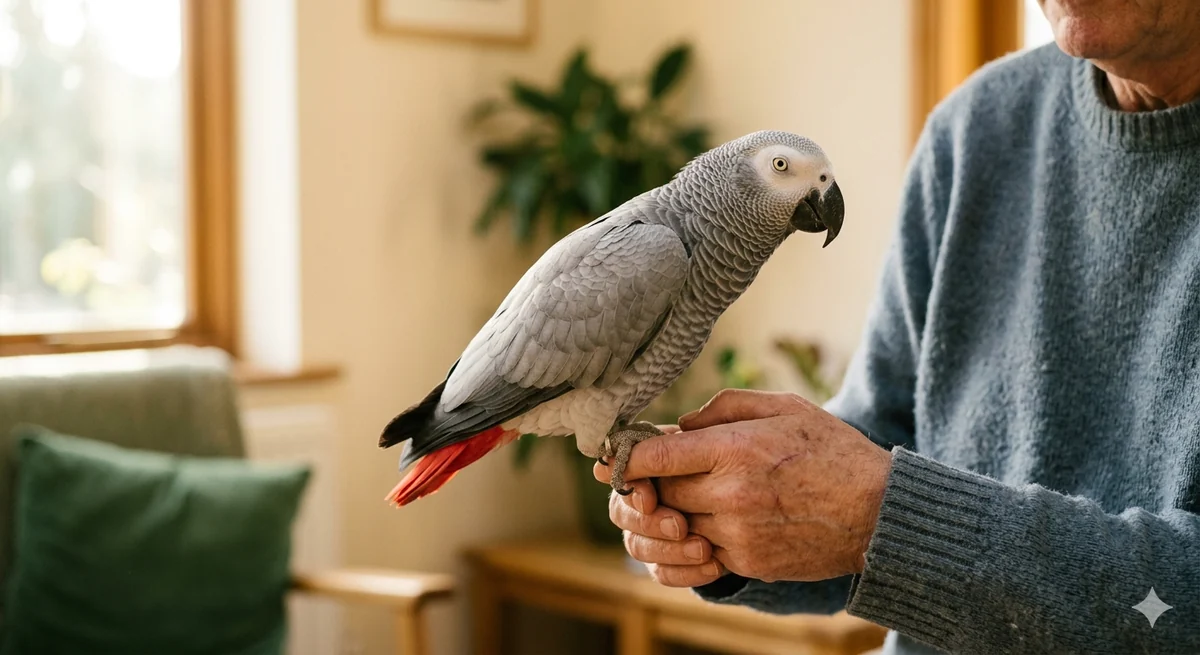 Amie the Congo African Grey at home — how to tame and bond with your grey for life