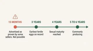 Timeline graphic showing when captive Congo greys reach breeding condition